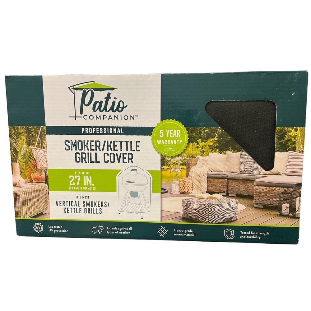 PATIIO COMPANION| NWT Proffessional Smoker/Kettle Grill Cover in Black